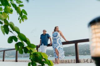 A couple posing for a photoshoot with Secrets St. James Montego Bay Jamaica photographers