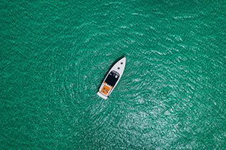 Drone photo of a yacht in mexican caribbean