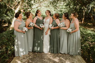 bridesmaids with green dress