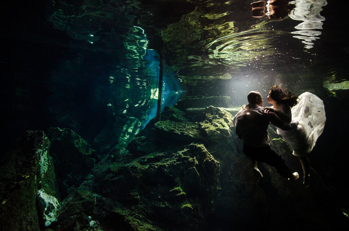 Underwater trash the dress Chikin Ha Cenote