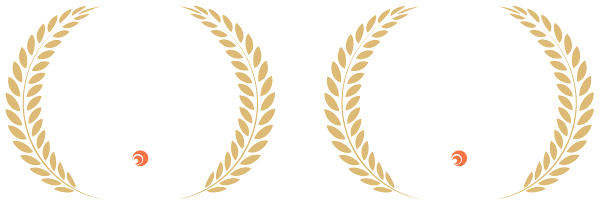 Two gold laurel wreath award badges with the DreamArt logo for the photography contest