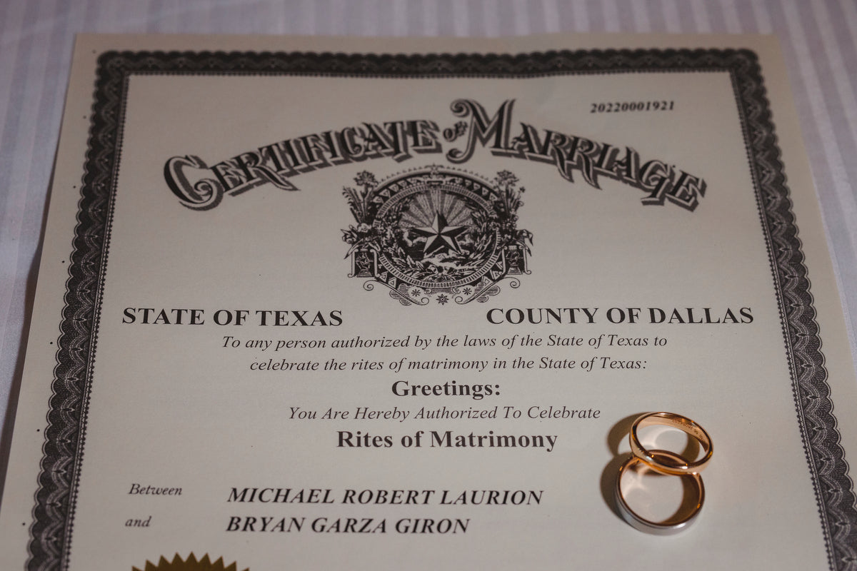 Certificate of Marriage of Michael & Bryan