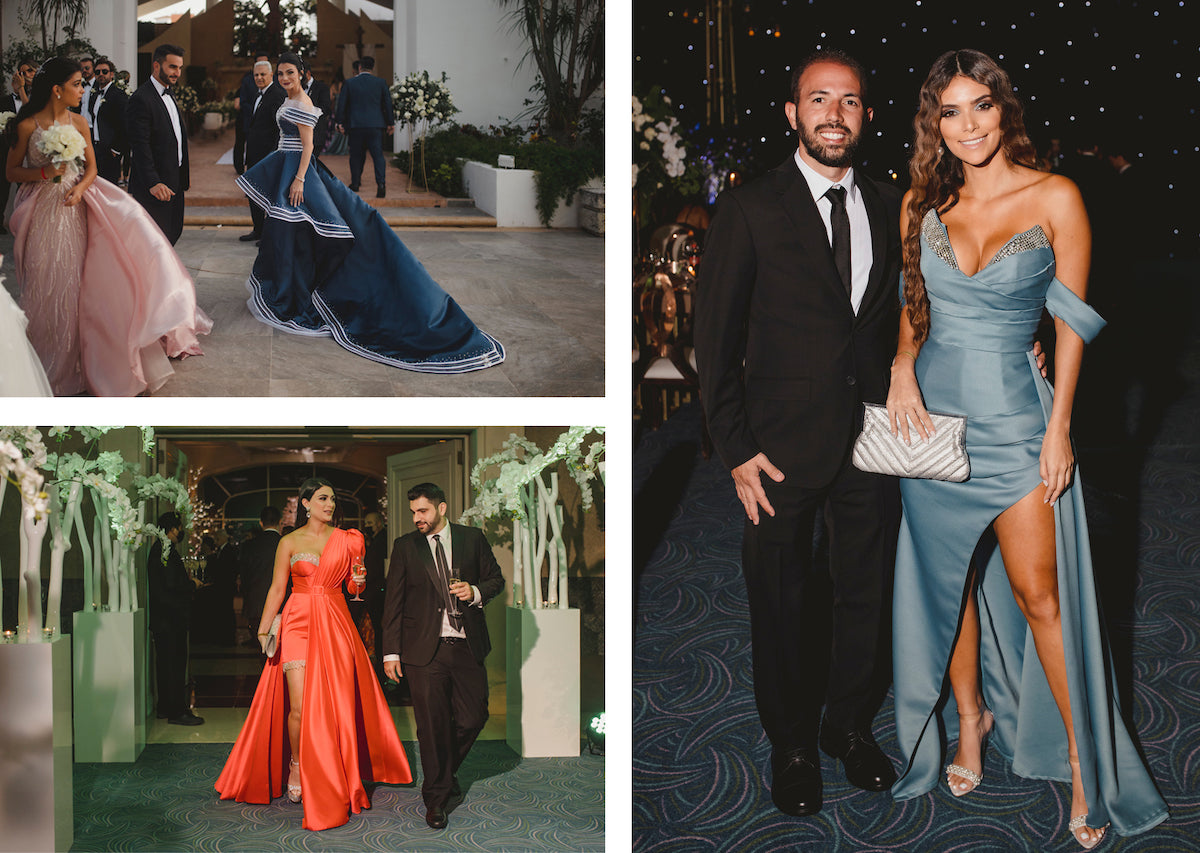 Elegant dresses of the guest of the macro wedding