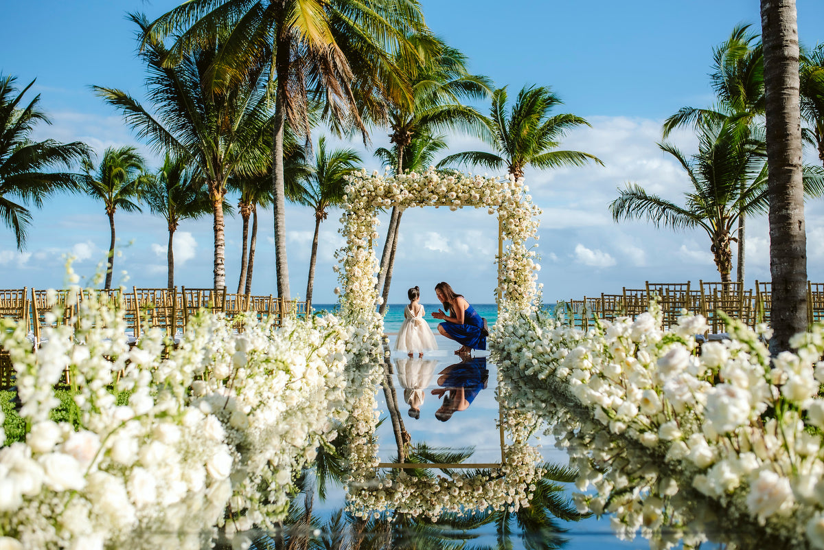 Aisle full of flowers for a wedding ceremony