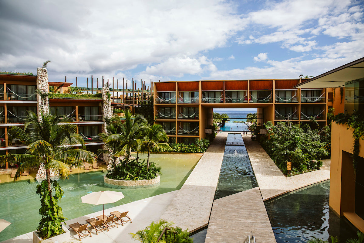 Entrance and view of the buildings of the Hotel Xcaret Mexico