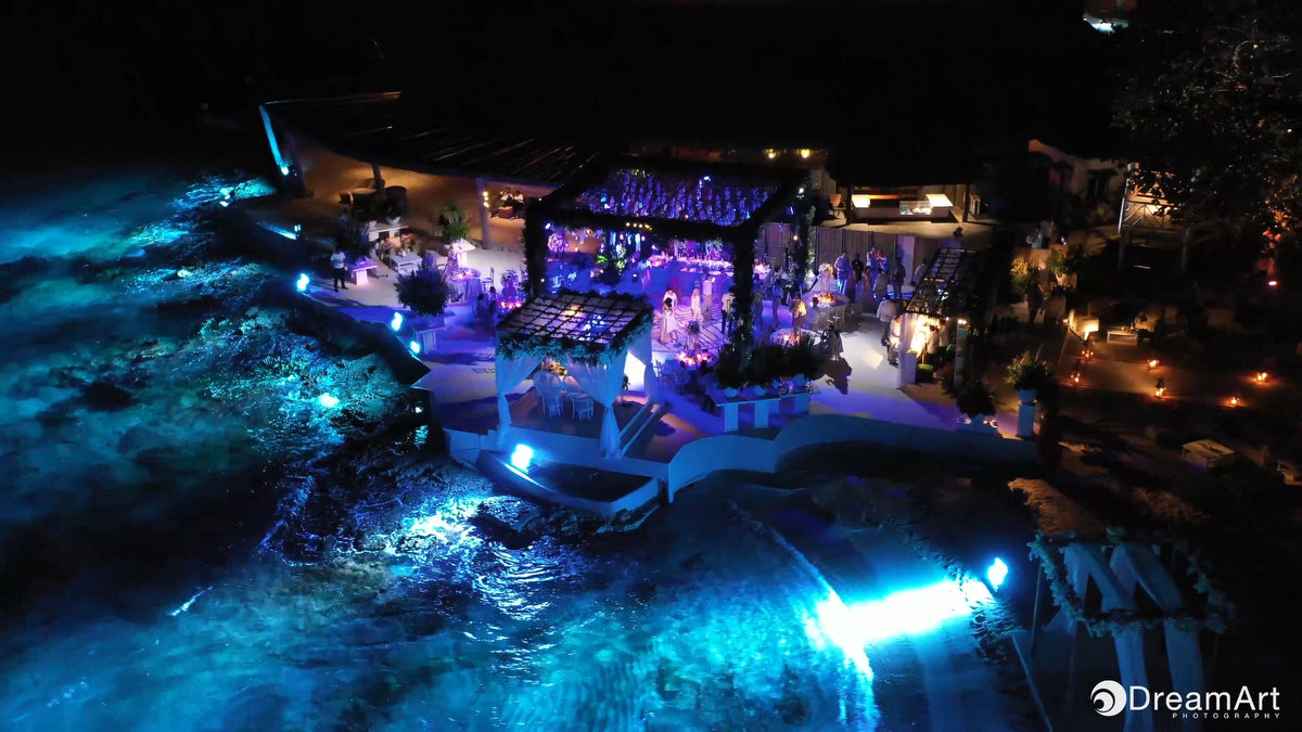 Drone shot of a wedding at Presidente Cozumel