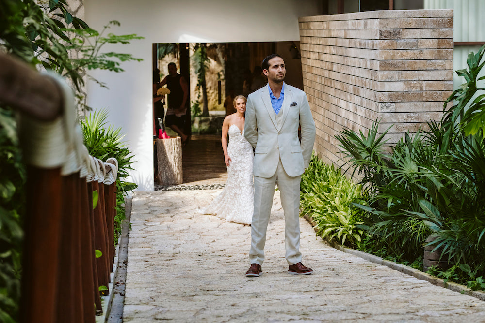 First look of the bride and groom