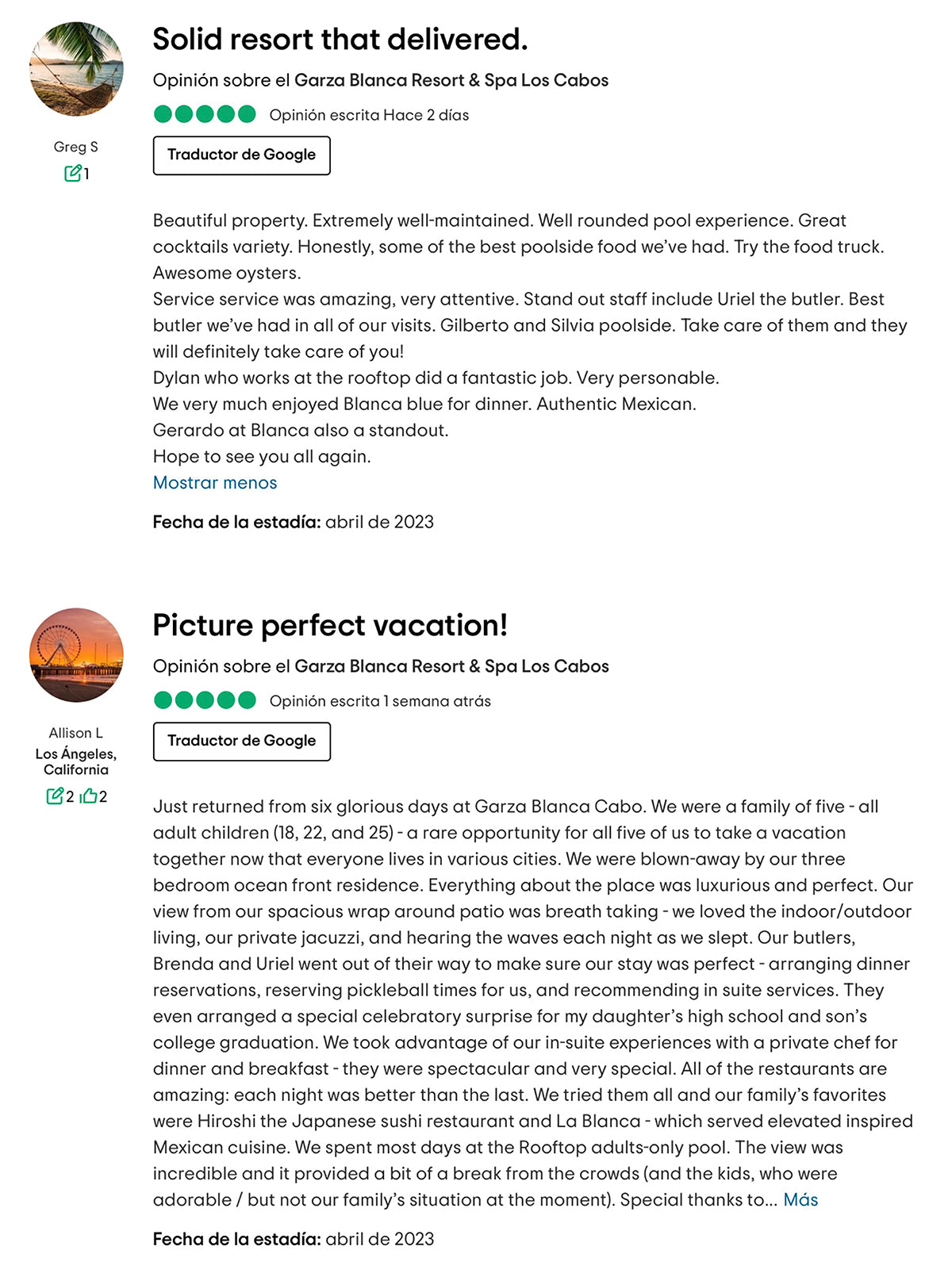 Trip Advisor comments of Garza Blanca Los Cabos